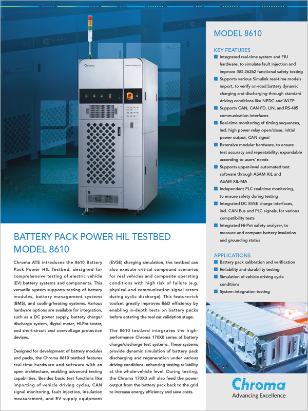 Datasheet-Battery Pack Power HIL Testbed - 8610