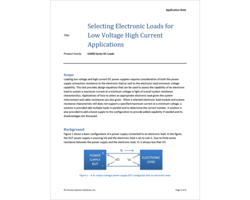 63600 Selecting Electronic Loads For Low Voltage High Current Applications