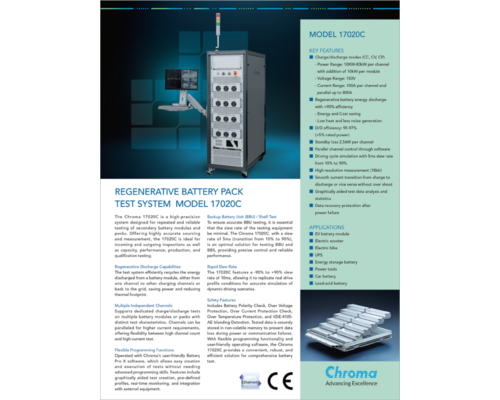 Datasheet | Regenerative Battery Pack Test System – 17020