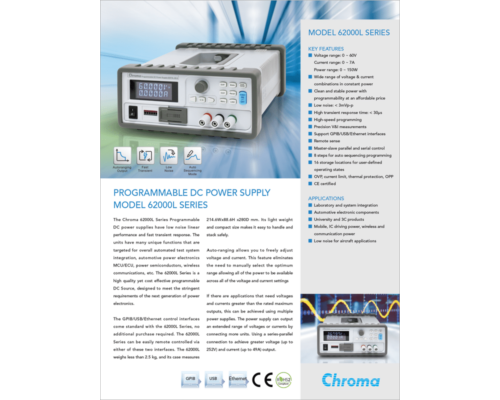 Datasheet | Programmable Benchtop DC Power Supply – 62000L