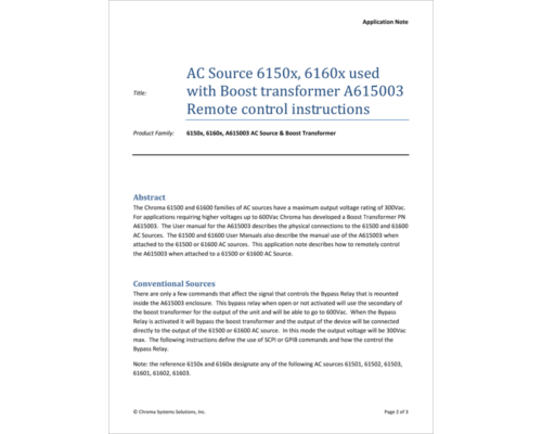 A615003 Boost Transformer Remote Interface Instructions