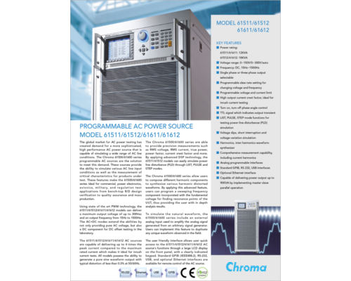 Datasheet | High Power Programmable AC Source