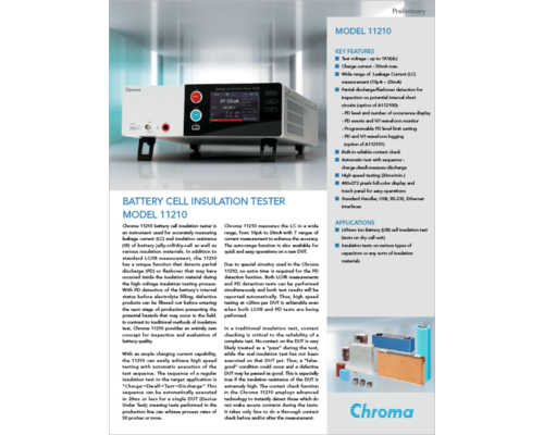 Datasheet-Battery Cell Insulation Tester-Chroma 11210