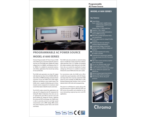 Datasheet | Low Power Programmable AC Source – 61600