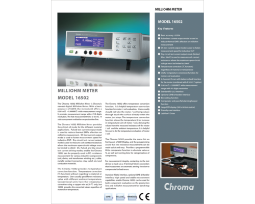 Datasheet | Milliohm Meter – 16502