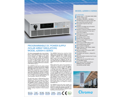 Datasheet | Solar Array Simulator DC Power Supply – 62000H-S