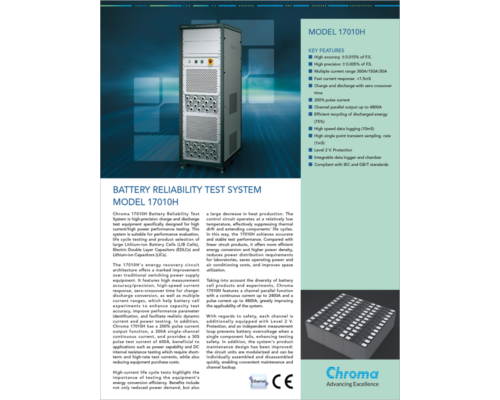 Datasheet | Battery Reliability Test System Model 17010H